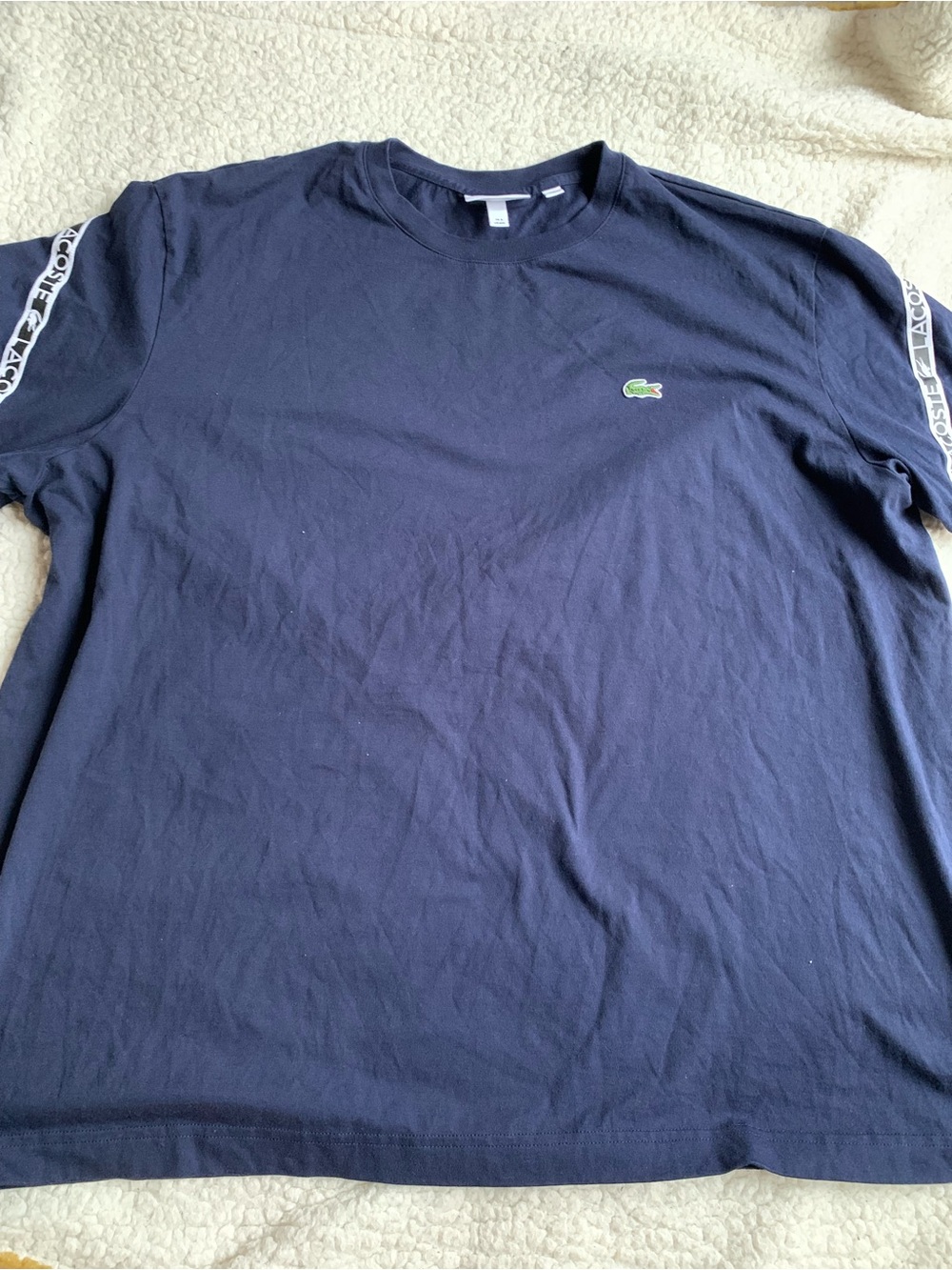 Lacoste Navy Short Sleeve Tee with Green Crocodile Emblem